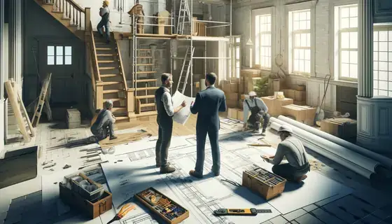 Projet de rénovation complexe coordonné par un courtier, avant et après travaux.