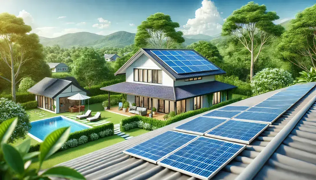 Panneaux solaires installés sur le toit d’une maison individuelle.