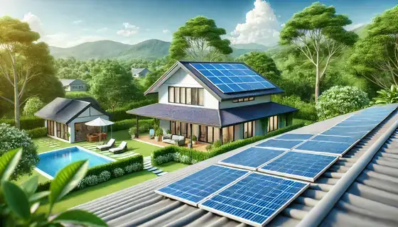 Panneaux solaires installés sur le toit d’une maison individuelle.
