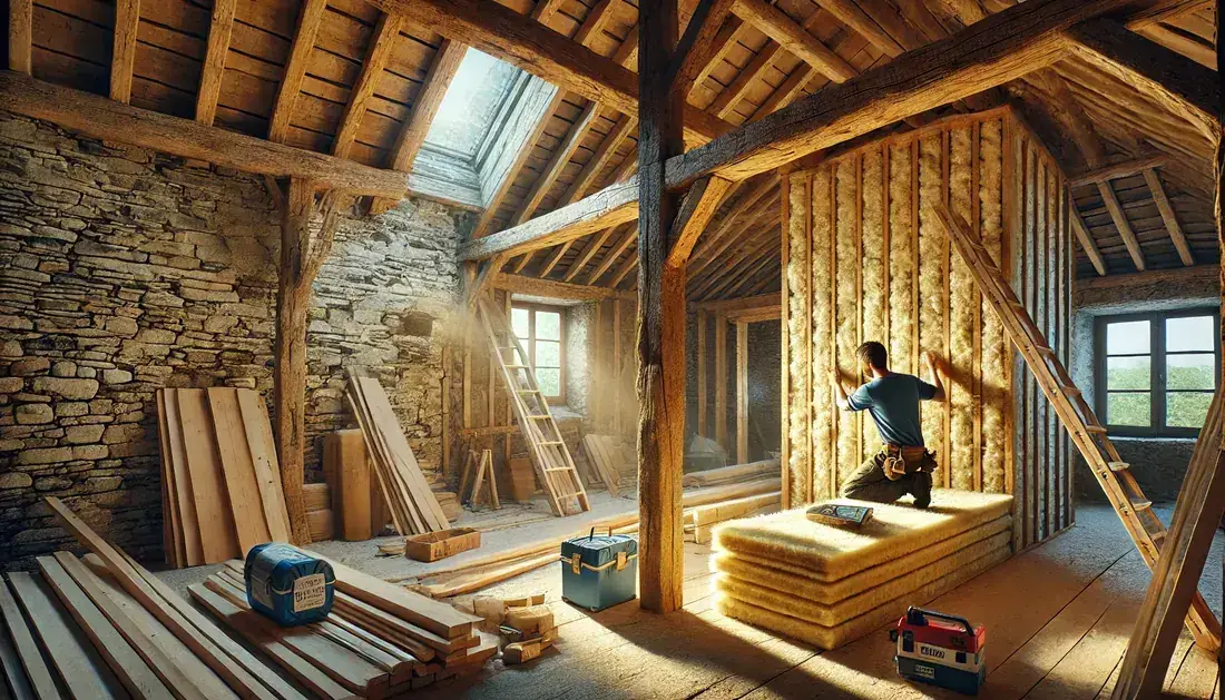 Maison ancienne en pierre en cours d’isolation dans le Pays de Gex.