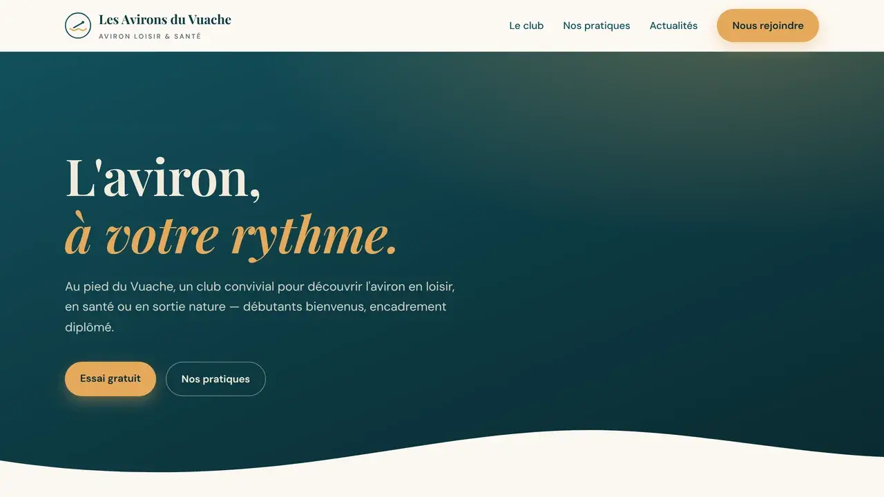 Aperçu du site de démonstration d'association « Les Avirons du Vuache »