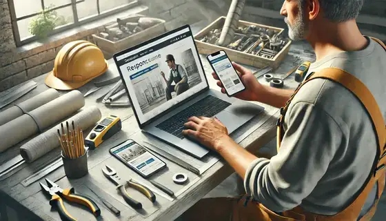 Page d’accueil d’un site d’artisan affichée sur ordinateur et mobile.