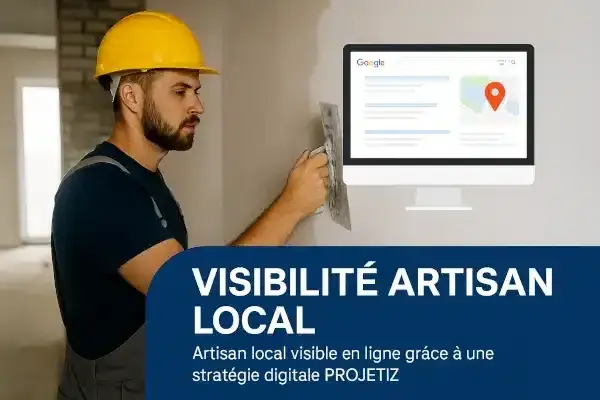 Artisan local consultant son smartphone pour gérer sa visibilité en ligne