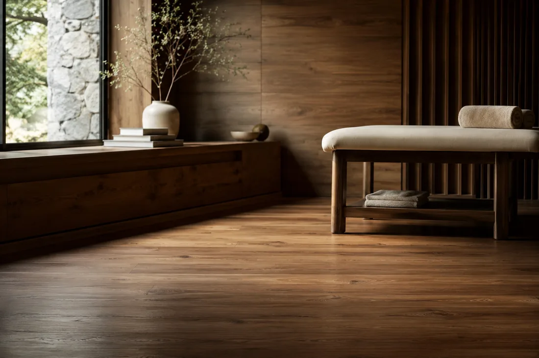 Ambiance chaleureuse d'un intérieur bois réalisé par l'atelier