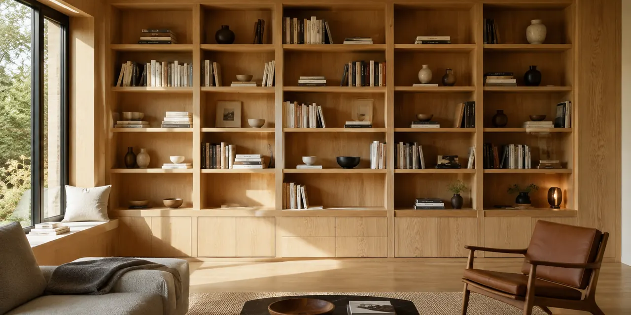 Bibliothèque sur mesure en chêne massif